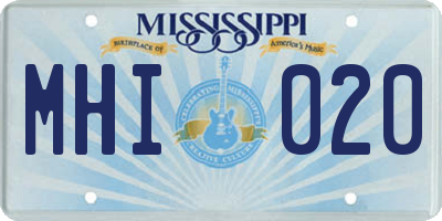 MS license plate MHI020