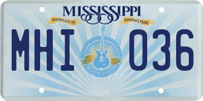 MS license plate MHI036