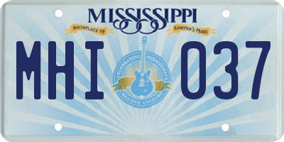 MS license plate MHI037