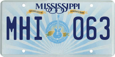 MS license plate MHI063