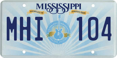 MS license plate MHI104