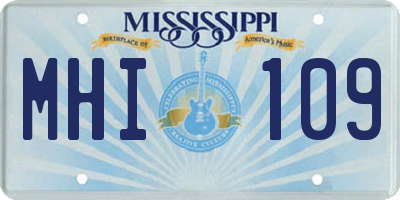 MS license plate MHI109