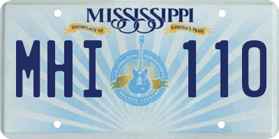 MS license plate MHI110