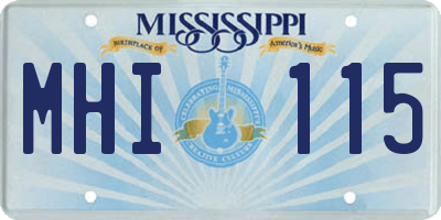 MS license plate MHI115