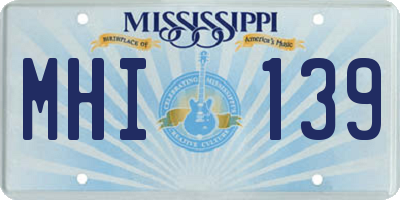 MS license plate MHI139