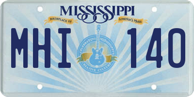 MS license plate MHI140