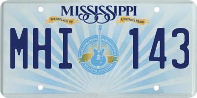 MS license plate MHI143