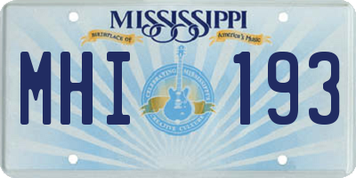 MS license plate MHI193