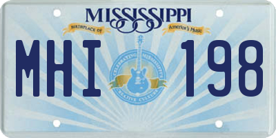 MS license plate MHI198