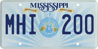 MS license plate MHI200