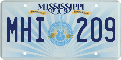 MS license plate MHI209