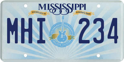 MS license plate MHI234