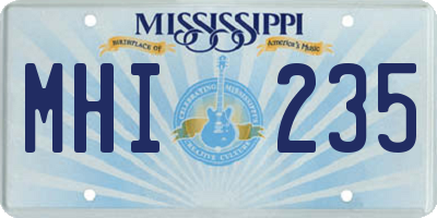 MS license plate MHI235