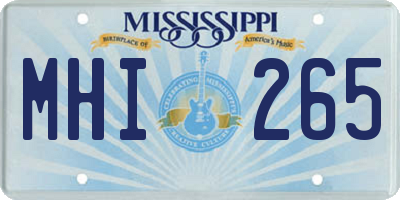 MS license plate MHI265