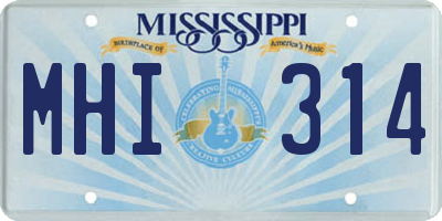MS license plate MHI314