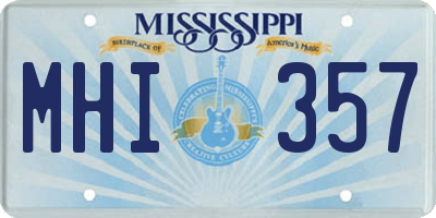 MS license plate MHI357