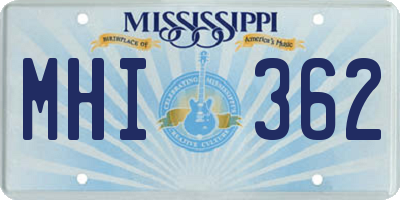 MS license plate MHI362