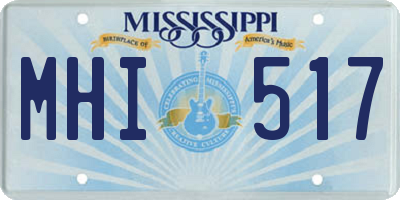 MS license plate MHI517
