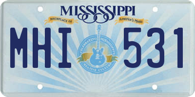 MS license plate MHI531