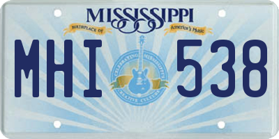 MS license plate MHI538