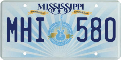 MS license plate MHI580