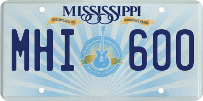 MS license plate MHI600