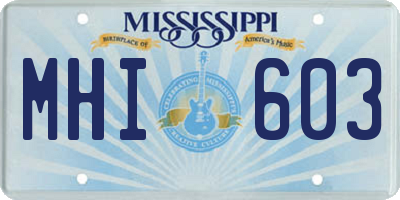 MS license plate MHI603