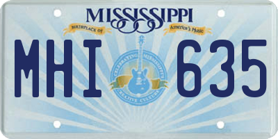 MS license plate MHI635