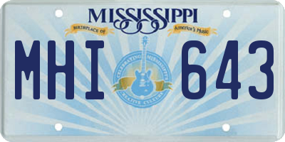 MS license plate MHI643