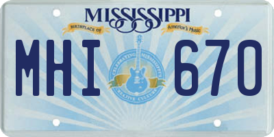 MS license plate MHI670