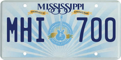 MS license plate MHI700