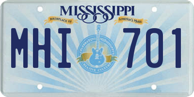 MS license plate MHI701