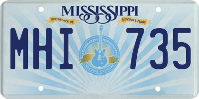MS license plate MHI735