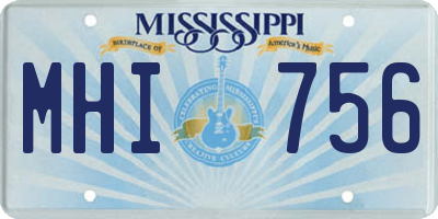 MS license plate MHI756