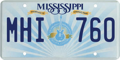 MS license plate MHI760