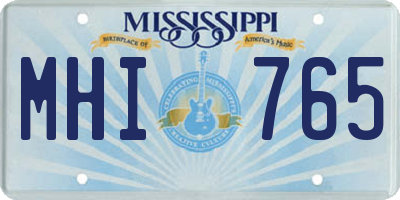 MS license plate MHI765