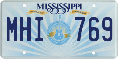 MS license plate MHI769