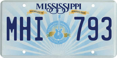 MS license plate MHI793