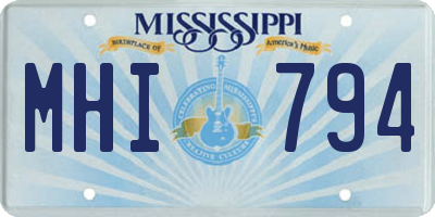 MS license plate MHI794