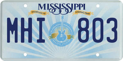 MS license plate MHI803