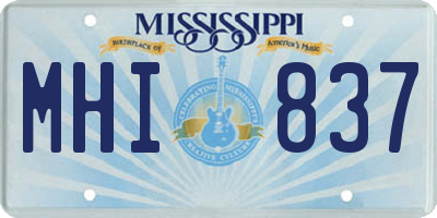 MS license plate MHI837