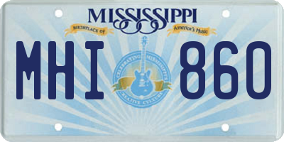 MS license plate MHI860