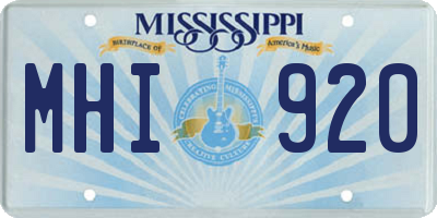 MS license plate MHI920