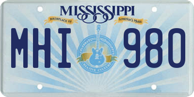 MS license plate MHI980