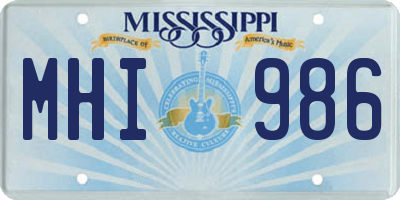 MS license plate MHI986