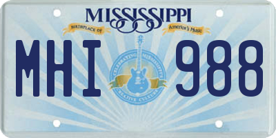 MS license plate MHI988