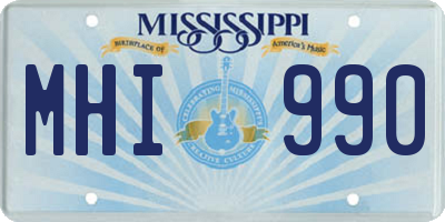MS license plate MHI990