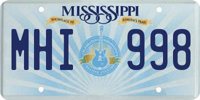 MS license plate MHI998