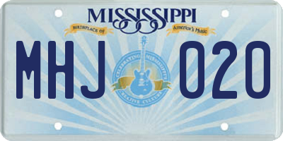 MS license plate MHJ020