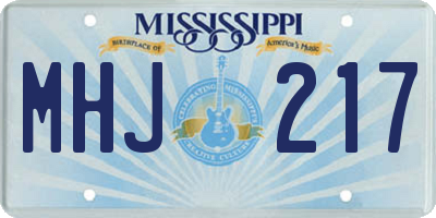 MS license plate MHJ217